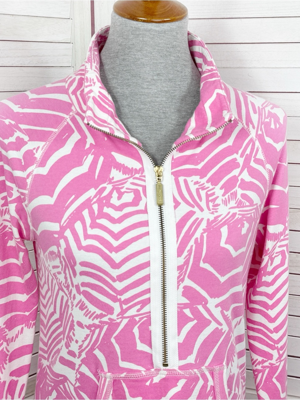 Lilly Pulitzer Skipper Half Zip Pullover Top Pink Umbrella Small Athletic - Picture 5 of 12